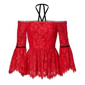 Alexis Red Lace Off-the-Shoulder Top Size Small